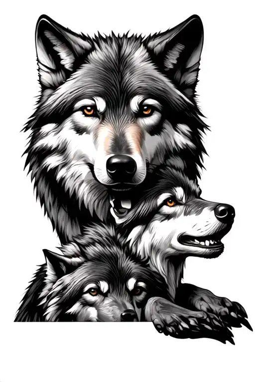 Dad mam and son wolf