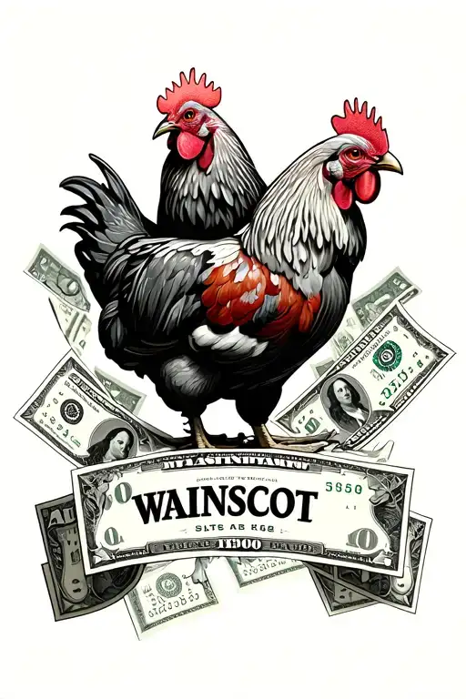 chickens and dollar bills with the name Wainscott - Variation 2