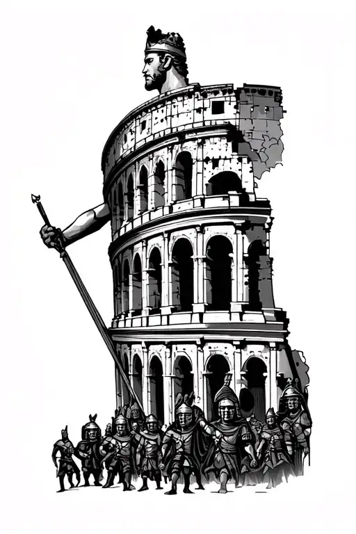 Roman colosseum surrounded by gladiators - Variation 2