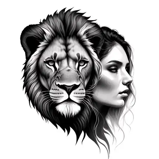lion and woman face morphing