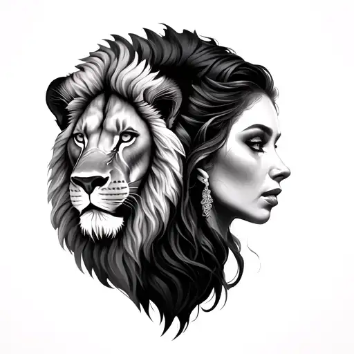 lion and woman face morphing - Variation 2