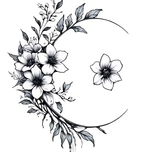 flowers with moon - Variation 2