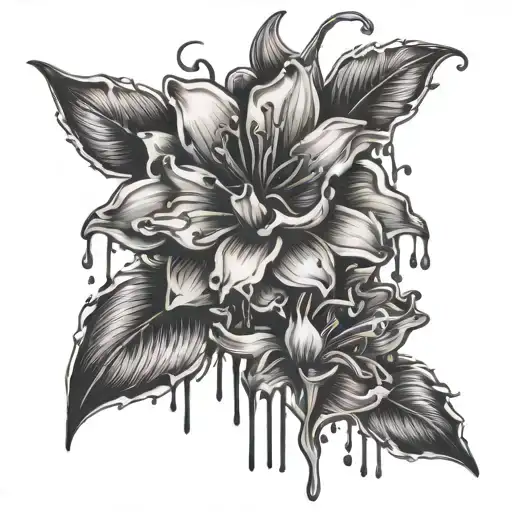 flowers with liquid dripping from the bottom - Variation 2