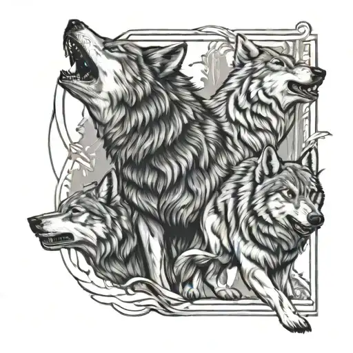 7 wolves one howling 