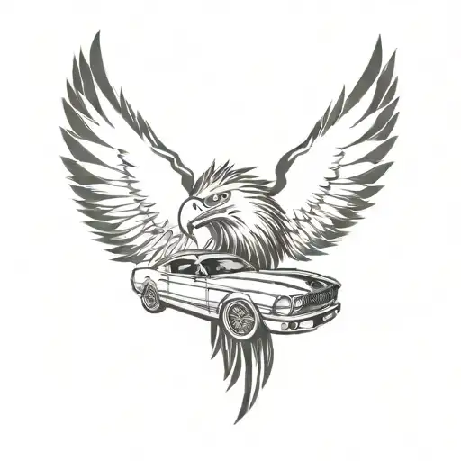 the car mustang and eagle feathers  - Variation 2
