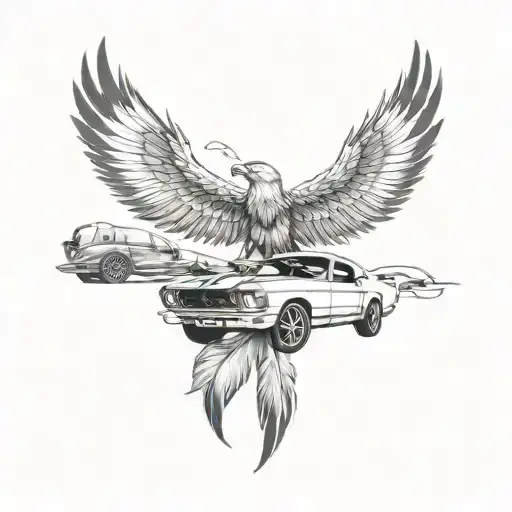 the car mustang and eagle feathers  - Variation 3