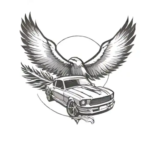 the car mustang and eagle feathers  - Variation 4