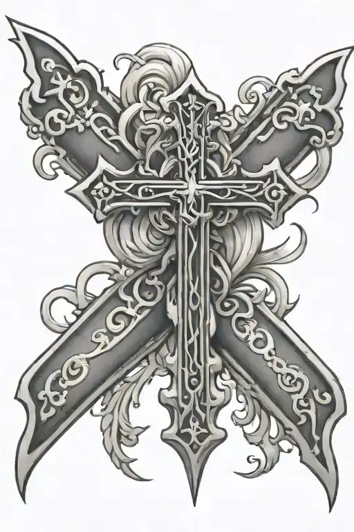 Faith cross men's tattoo - Variation 2
