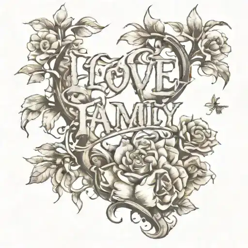 words "love Family" - Variation 4