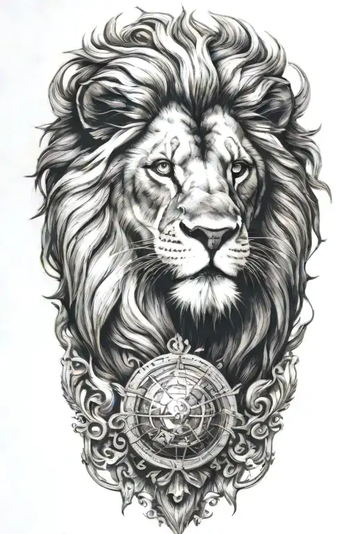 lion Atlas with human body holding up the world - Variation 3