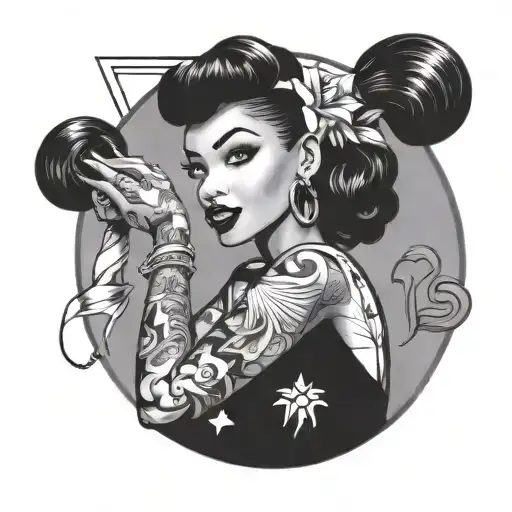 black woman pin up girl looking - Variation 3