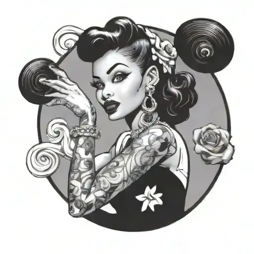 black woman pin up girl looking - Variation 4
