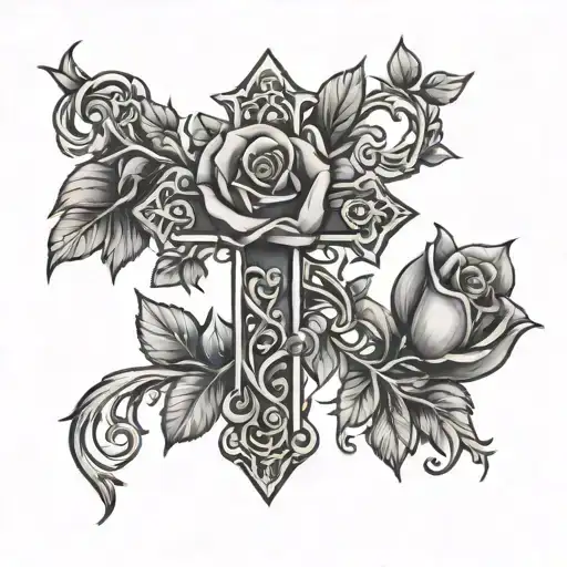 rose vine cross - Variation 1