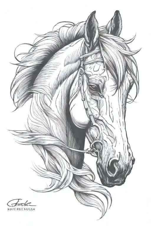 simple drawing horse portrait - Variation 2