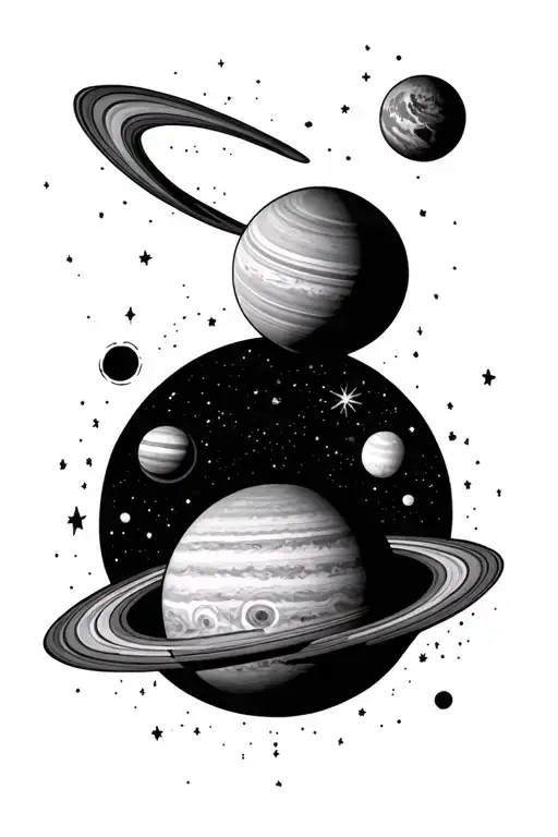 3 and only 3 planets that turn together in the middle of the stars - Variation 2