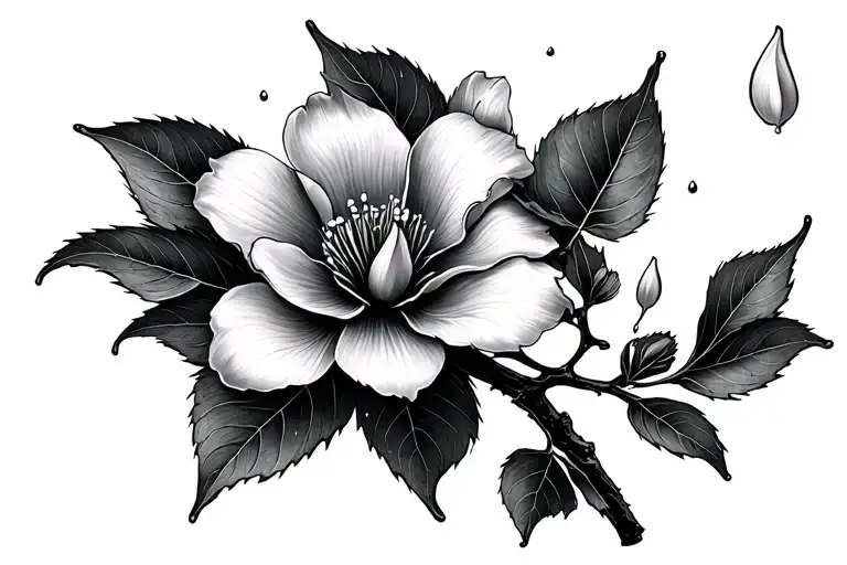 Cherry tree flower with a petal falling - Variation 2