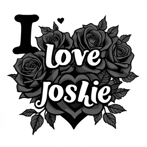 "I love Joshie" Roses and hearts - Variation 2