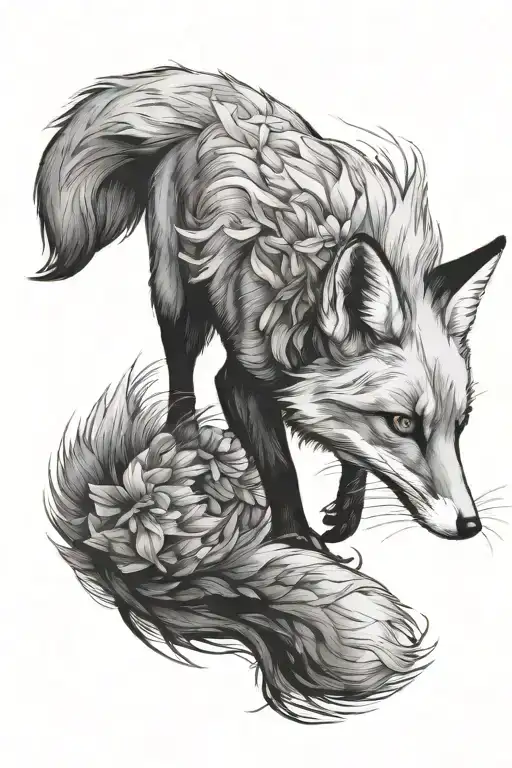 A wild fox that wraps around the hand with its tail - Variation 2
