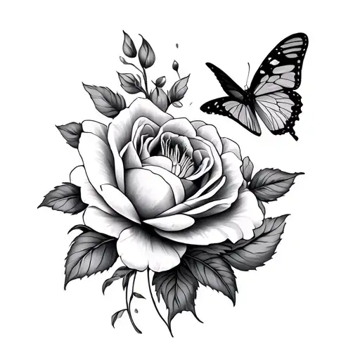 rose peony lily butterfly