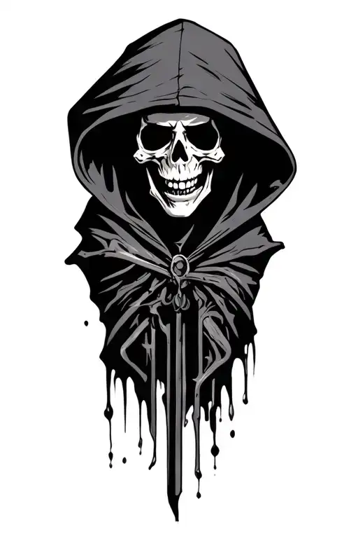 death on hood cartoon chatacter all body - Variation 2