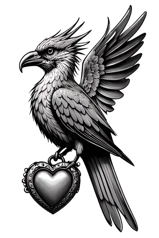 Liverbird with heart shaped locket