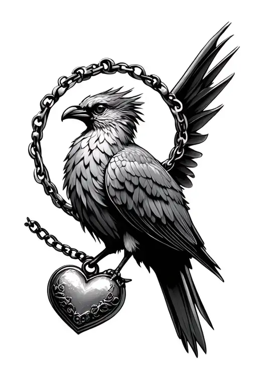 Liverbird with heart shaped locket - Variation 2