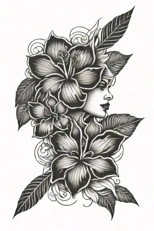 Samoan shoulder tattoo for female with flower tattoo