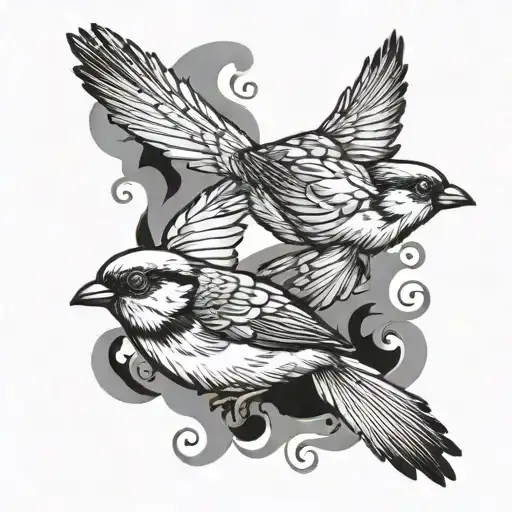 Two sparrow flying