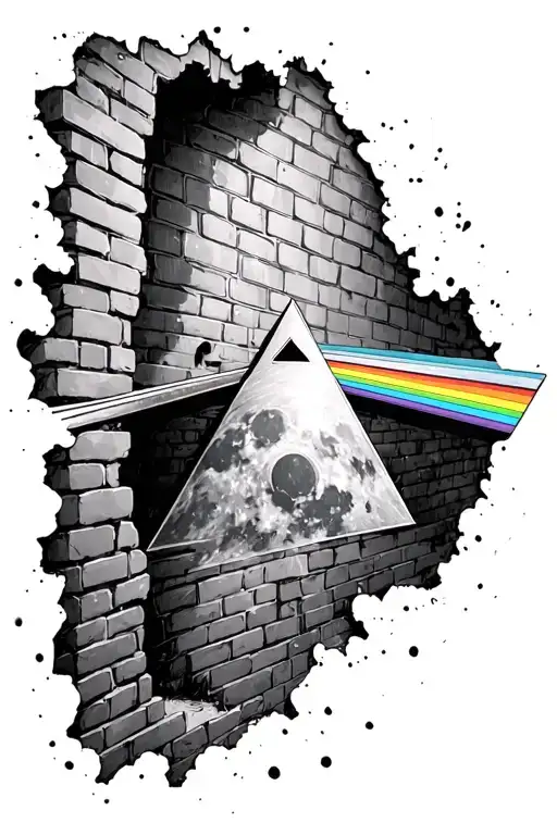 pink floyd, prism, dark side of the moon, the brick wall with hole in it - Variation 3
