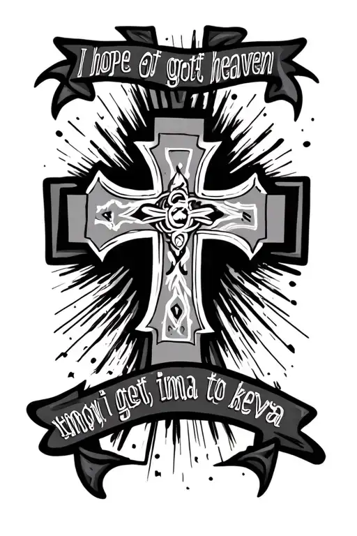 cross under words i hope they got hoodies when i get to heaven cuz GOD know ima be thuggin 4eva - yfn mish - Variation 2