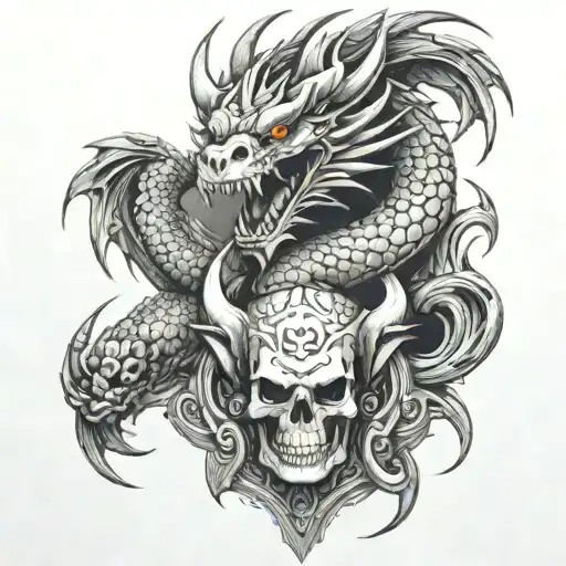 dragon and skulls