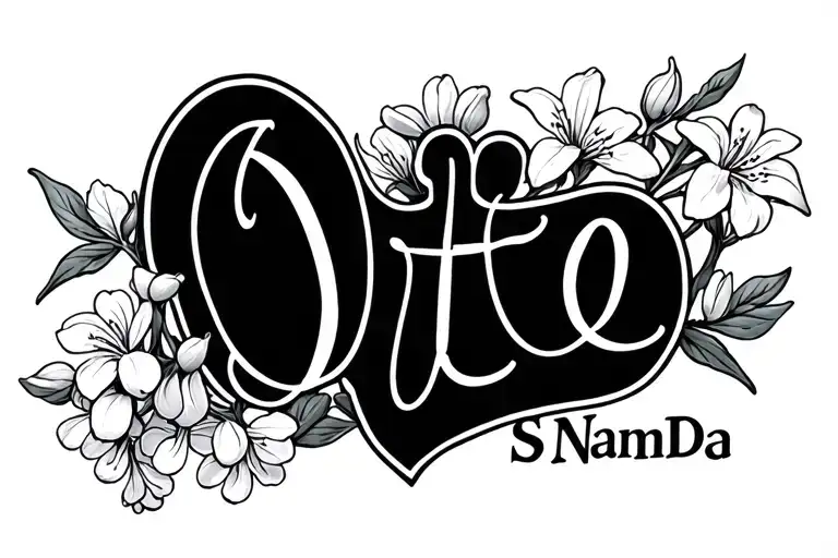 Name Otto surrounded by lilly of the valley and hawthorn flowers - Variation 1