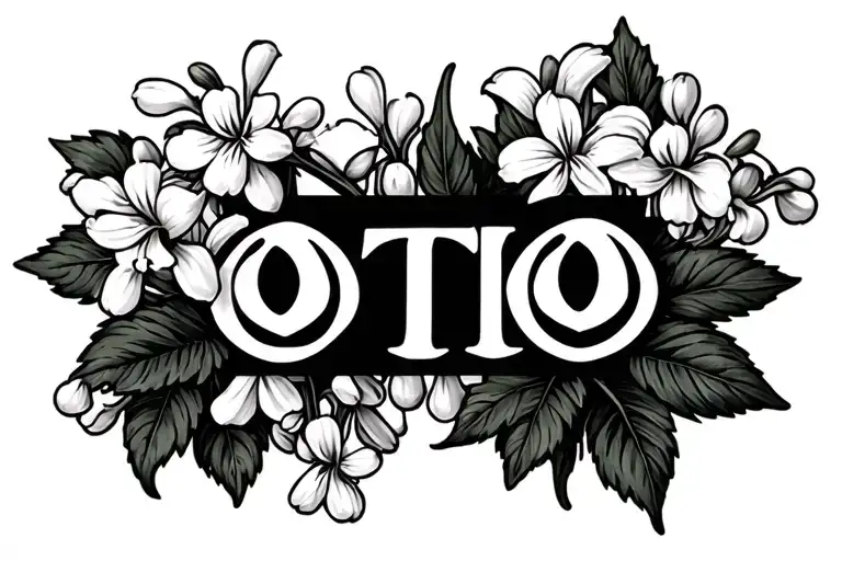 Name Otto surrounded by lilly of the valley and hawthorn flowers - Variation 2