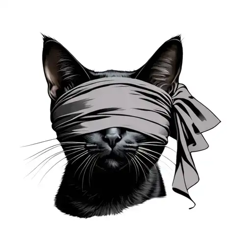 black cat with cloth blindfolded  - Variation 2