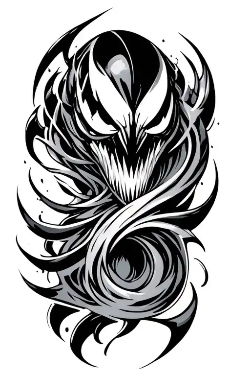 tribal that consumes the entire arm as if they were black stripes like those of Venom when he is going to become Venom - Variation 2