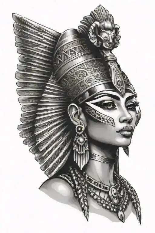 Egytian Cleopatra egyptian goddess with pharao headdress as a portrait - Variation 4
