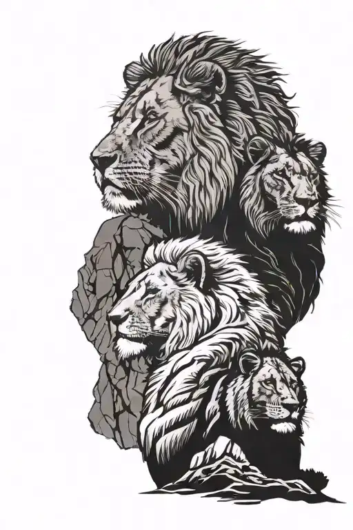 silhouette of four lions on pride rock
