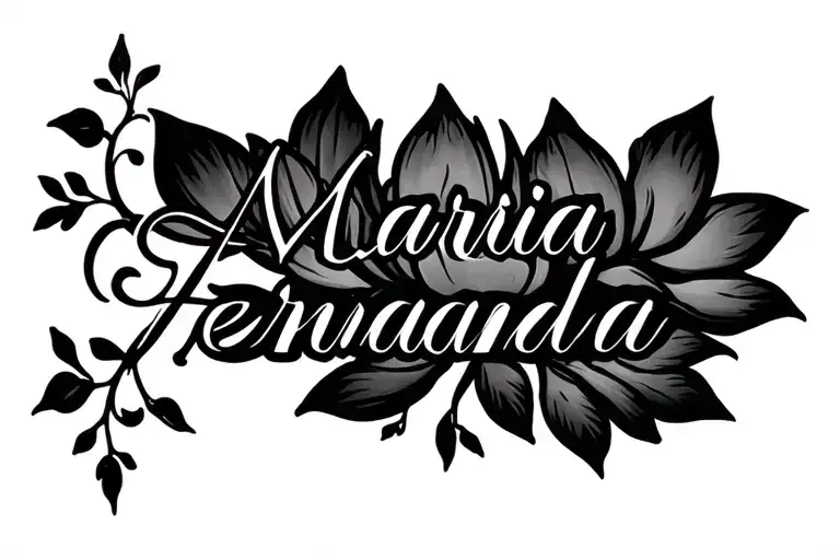 "Maria Fernanda" Lotuses and vines wrapped with Maria Fernanda writen 