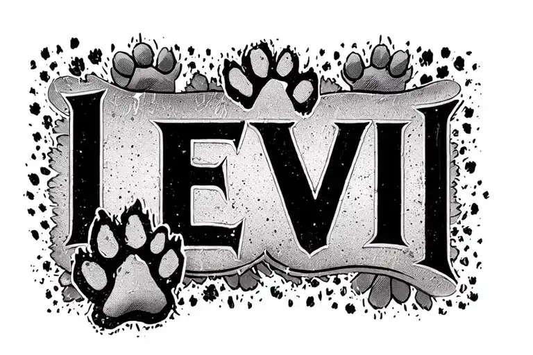 "LEVI" paw print - Variation 1