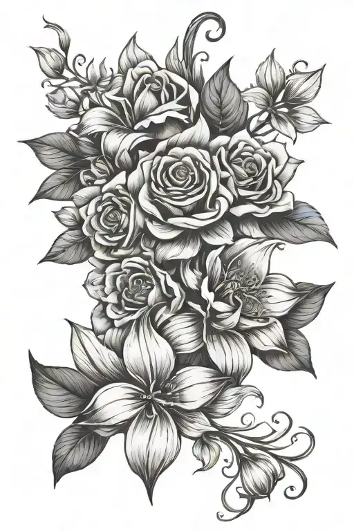 Flower Bouquet" Tattoo Design Idea