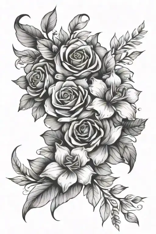 Flower Bouquet" Tattoo Design Idea - Variation 2