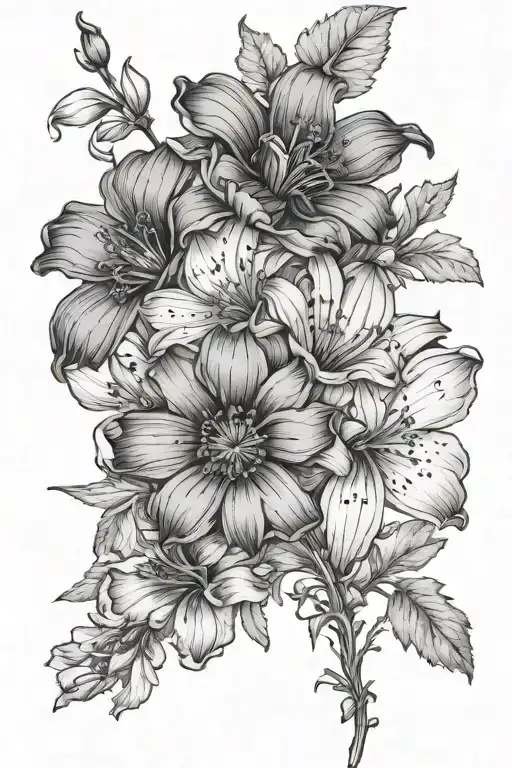 daisy flowers, hawthorn flowers, sweat pea flowers, poppy flowers, gladiolus flowers, lilly flowers - Variation 1