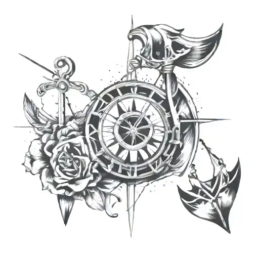 Libra and Sagittarius zodiac signs combined together tattoo minimalistic - Variation 4