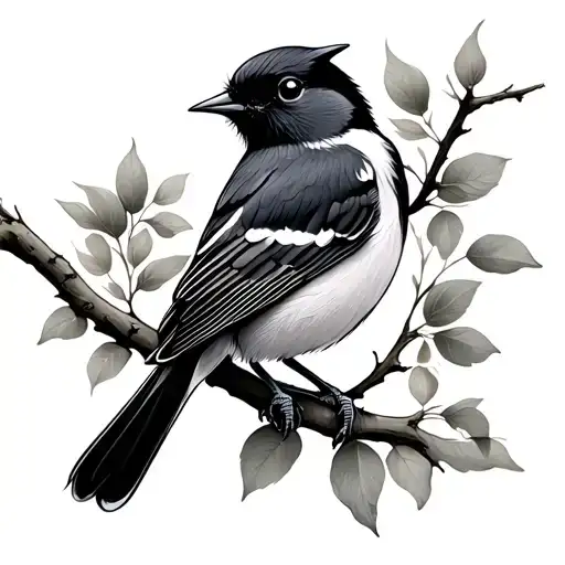 Willy Wagtail bird on a branch - Variation 2