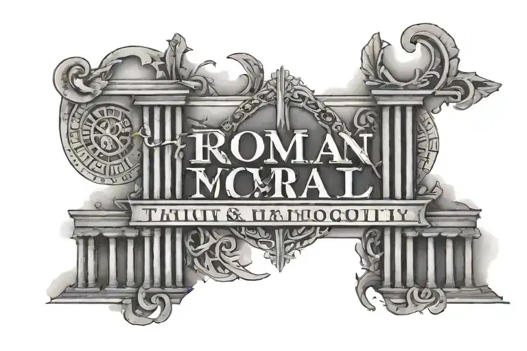 roman numeral 3 pillars with wording "truth peace equity" in latin - Variation 2