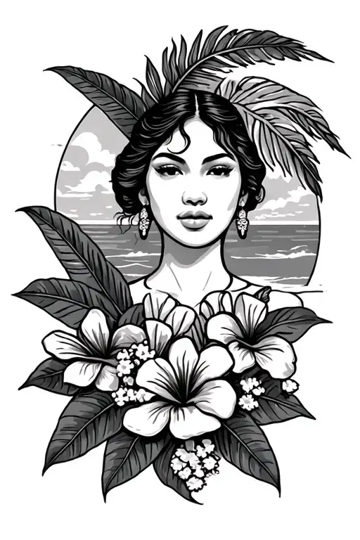 hawaiian theme with sky - Variation 2