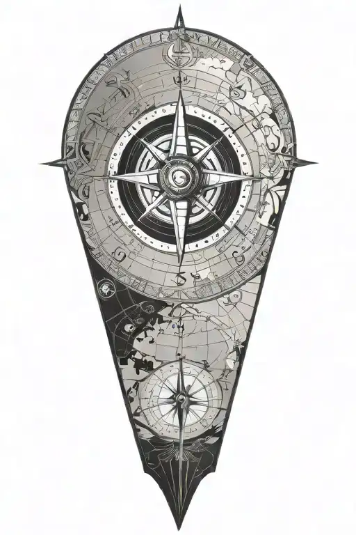map with compass rose with intricate - Variation 2