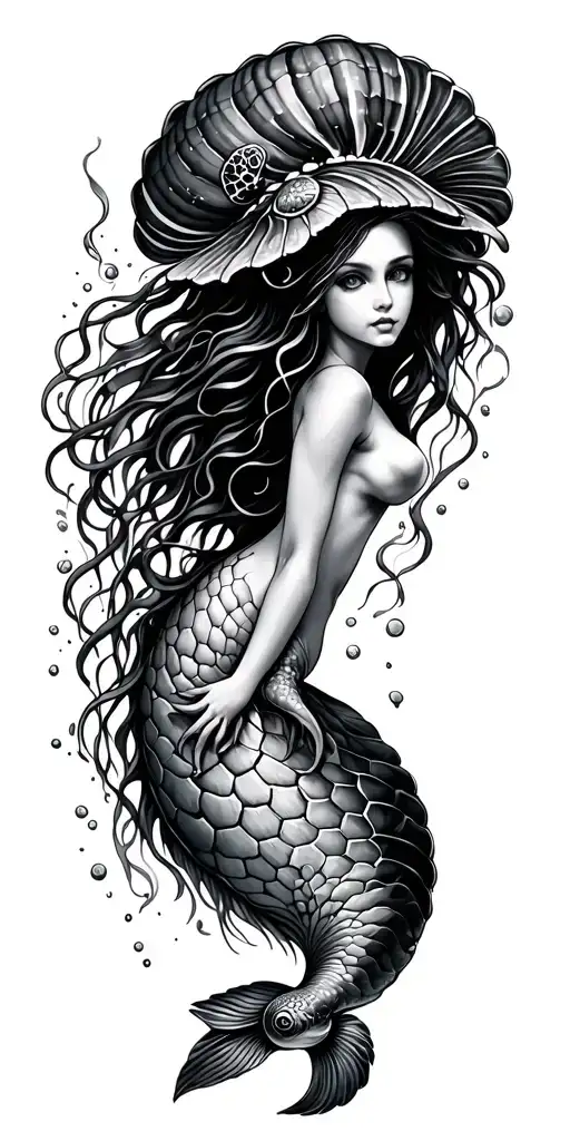 ocean, shells, under water, mermaid, turtle, jelly fish - Variation 2