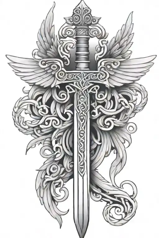 celtic sword with wings