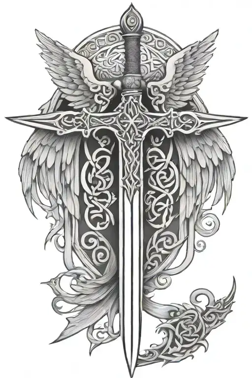 celtic sword with wings - Variation 2